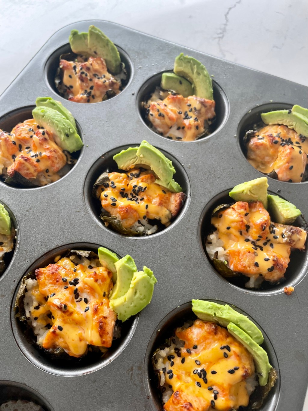 Baked Salmon Sushi&nbsp;Cups