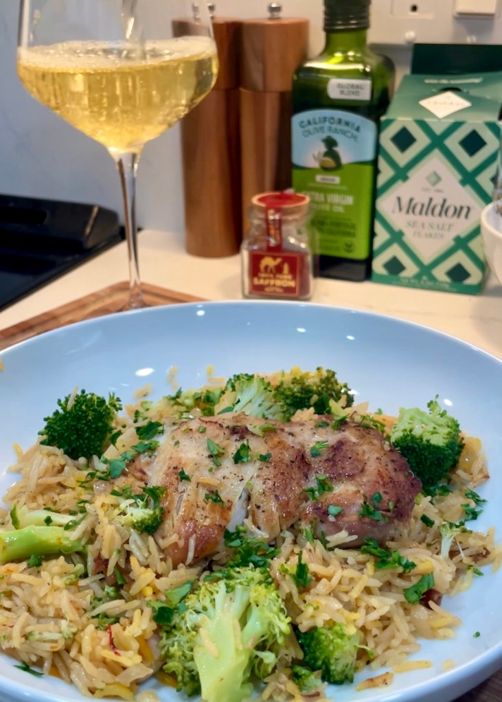 chicken and saffron rice